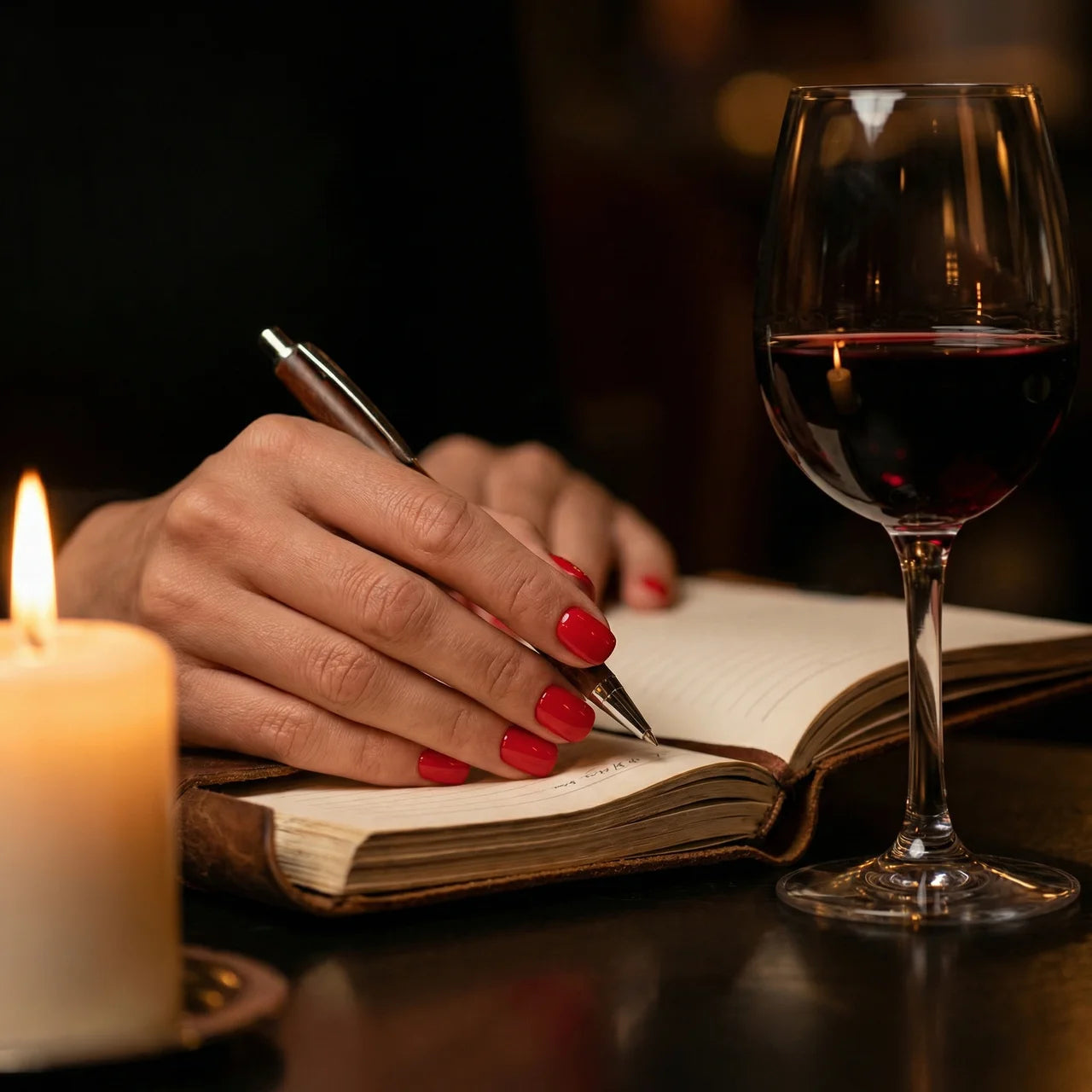 You ongle carré rouge - détail design
