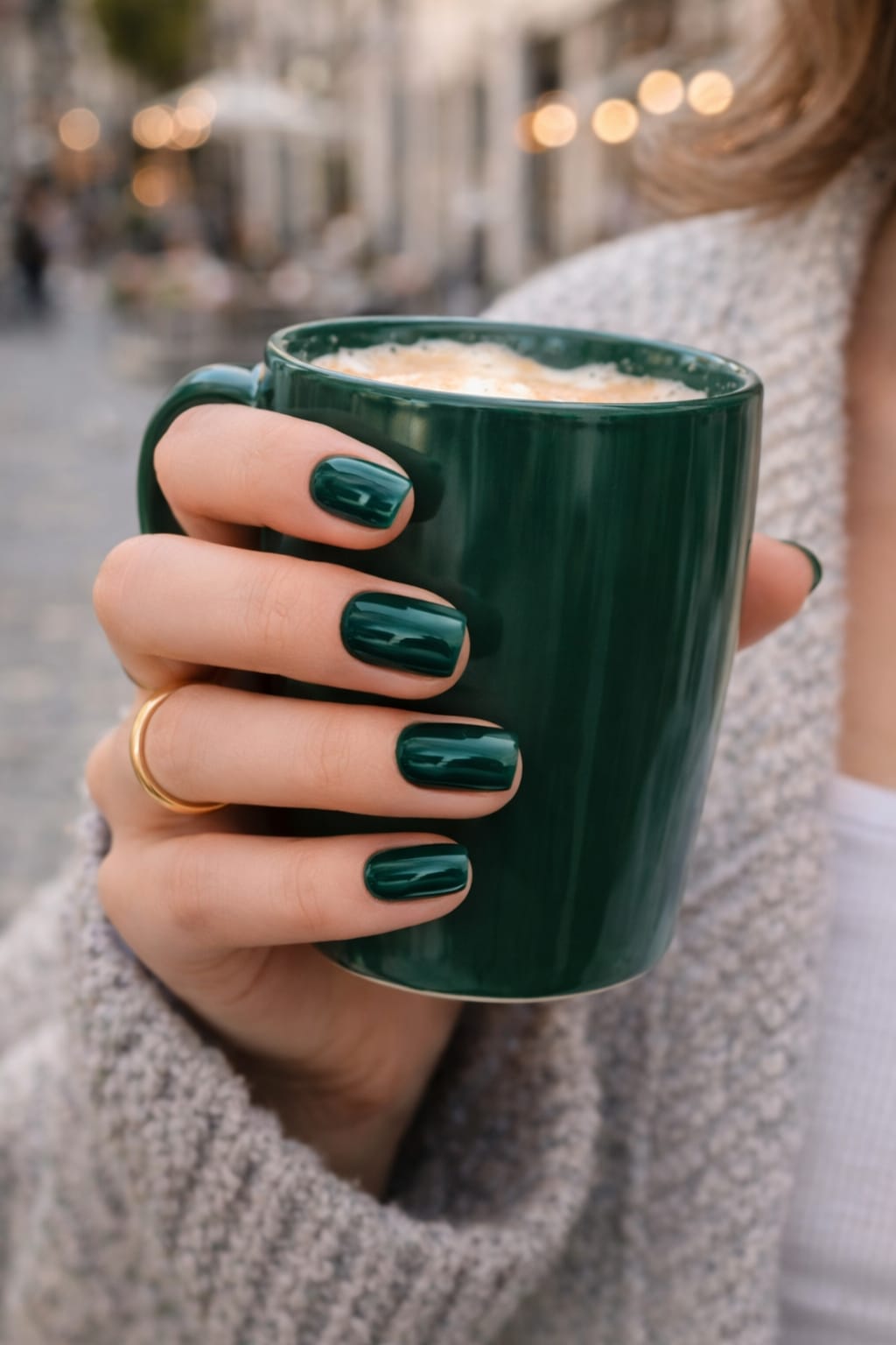 Esmerald — Faux Ongles Vert Sapin Carré Court