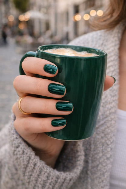 Esmerald — Faux Ongles Vert Sapin Carré Court