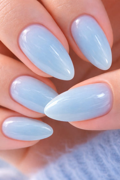 Faux Ongles Bleu Pastel Amande- Ciel | Glow Nails -