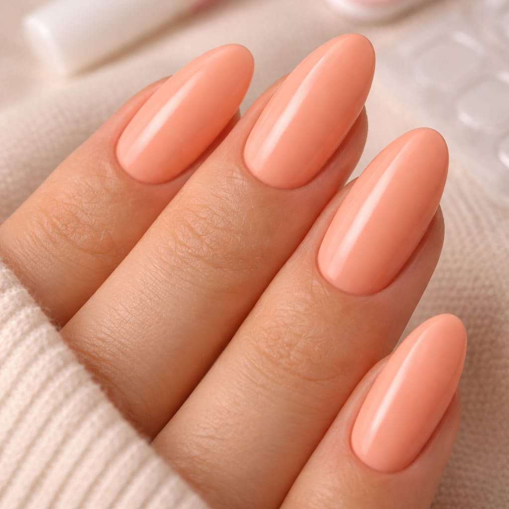 Koral — Faux Ongles Corail Pêche Amande Long