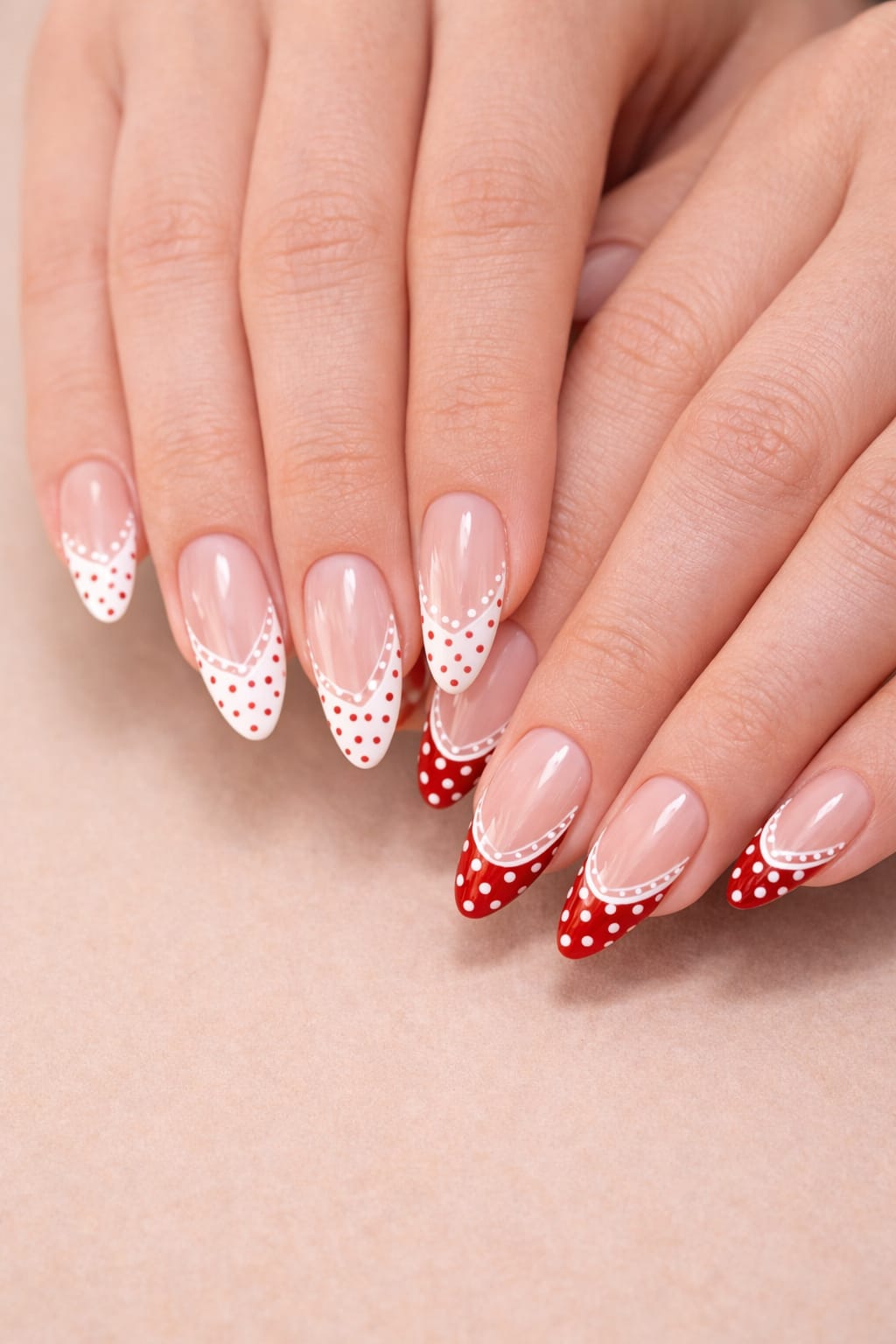 Betty Boop — Faux Ongles Nail Art Pois Rouge Amande