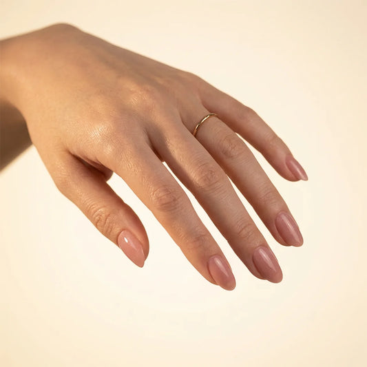 Bloom - faux ongles nude et rose ovale court glossy en gel souple | Glow Nails
