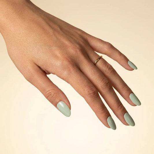 Jungle - faux ongles vert ovale court glossy en gel souple | Glow Nails