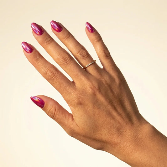 Glam - faux ongles chromatique rose ovale court en gel souple | Glow Nails