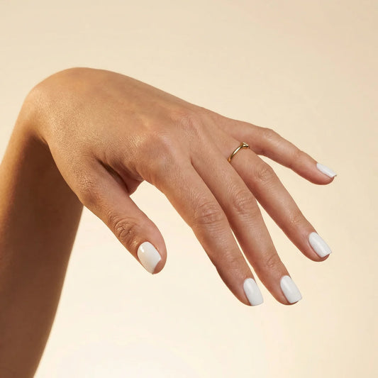 Snow - faux ongles blanc carré extra court en gel souple | Glow Nails