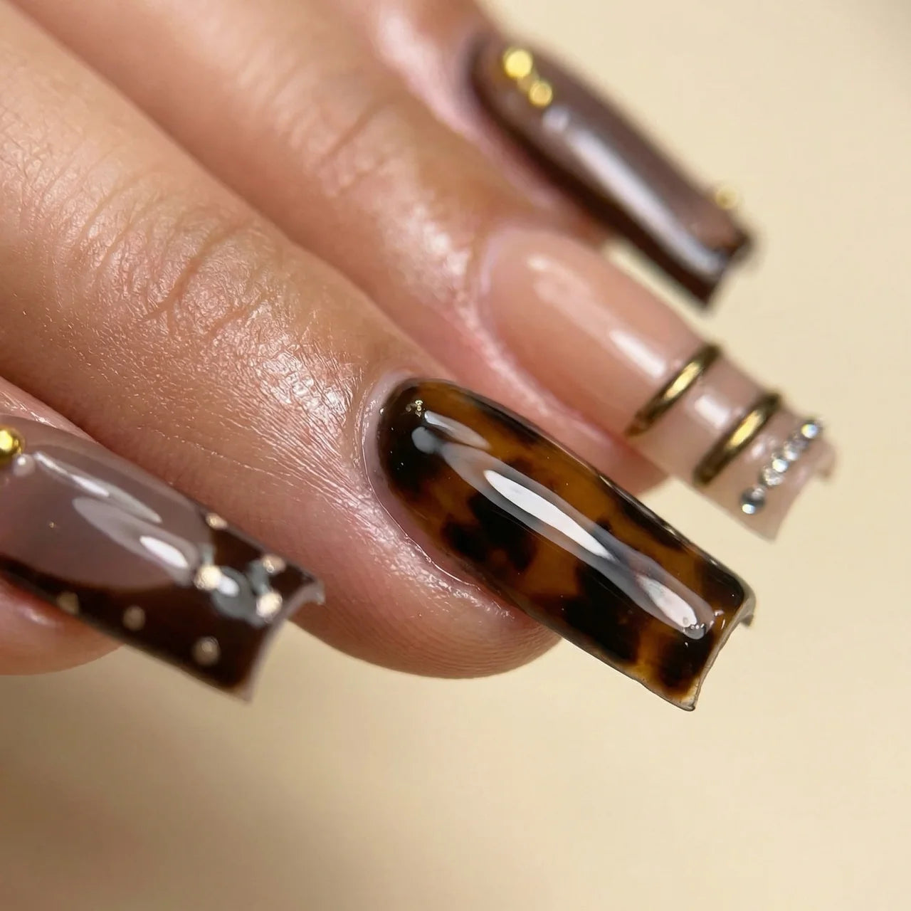 Zanzibar press on nails ballerine très long - vue de profil