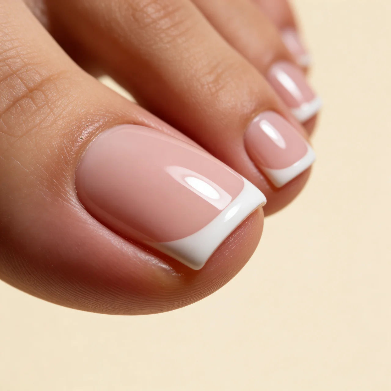 Timeless press on nails pieds - détail design blanc