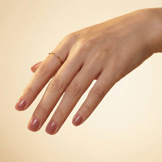 Osada - faux ongles nude et rose carré extra court en gel souple | Glow Nails