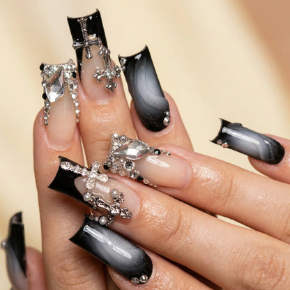 Holy press on nails carré très long - vue de profil
