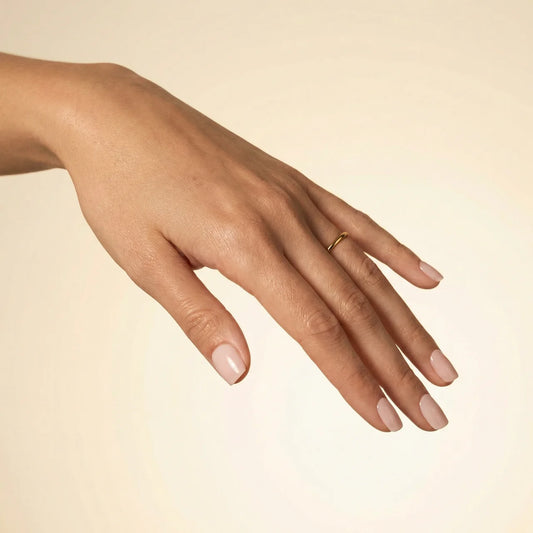 Romance - faux ongles nude et rose carré extra court en gel souple | Glow Nails
