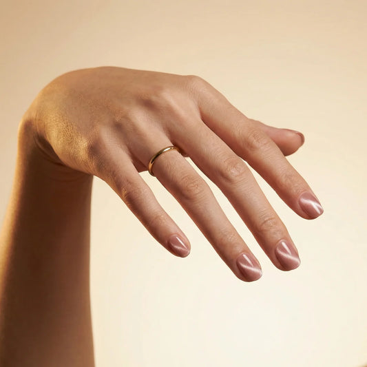 Orion - faux ongles chromatique nude et rose ovale extra court en gel souple | Glow Nails