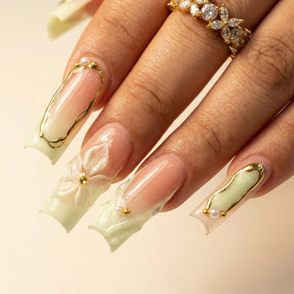 Aloha press on nails carré très long - vue de profil