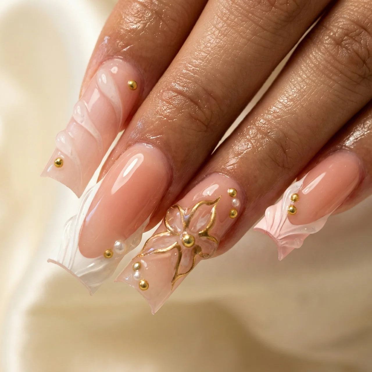 Date press on nails carré extra long - vue de profil