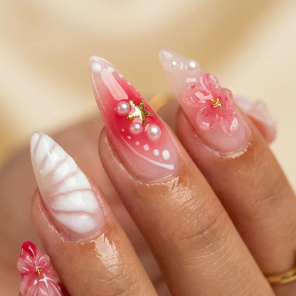 Tropik press on nails amande long - vue de profil