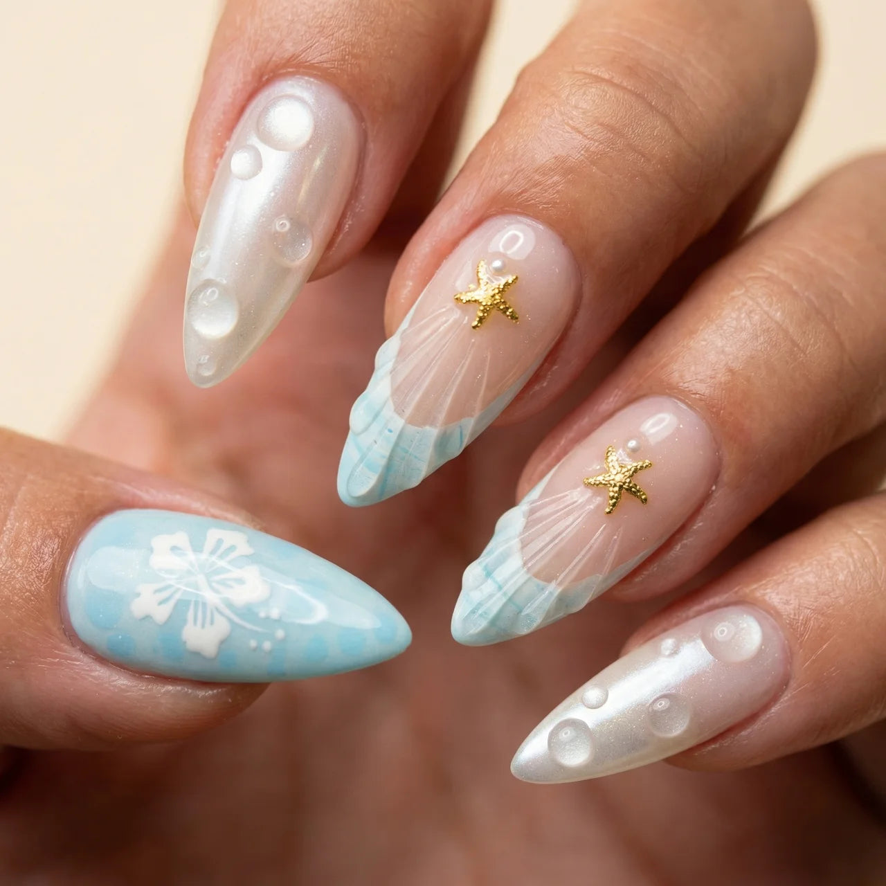Lagoon press on nails amande long - vue de profil