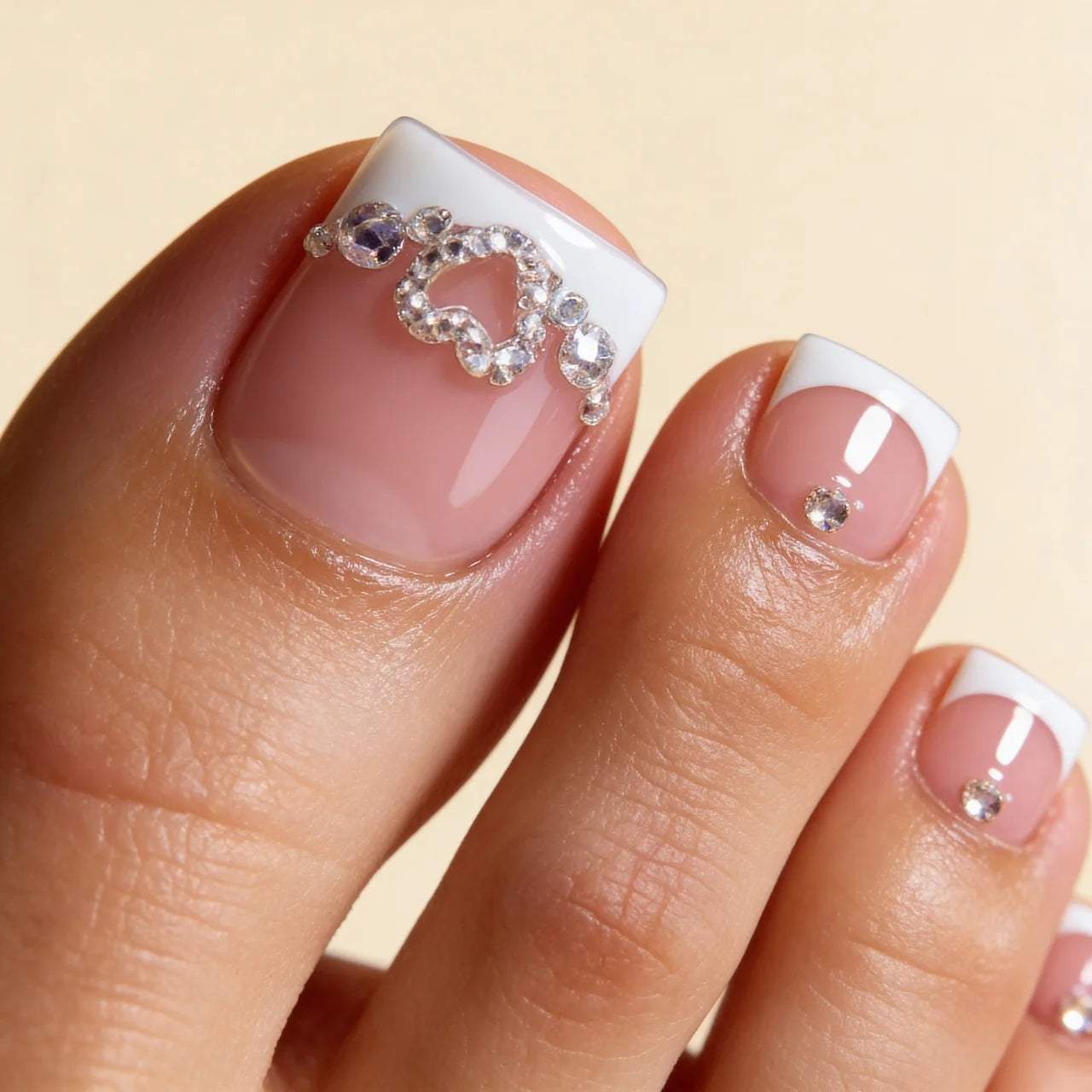 Cora faux ongles pieds portés - blanc gel souple réutilisable