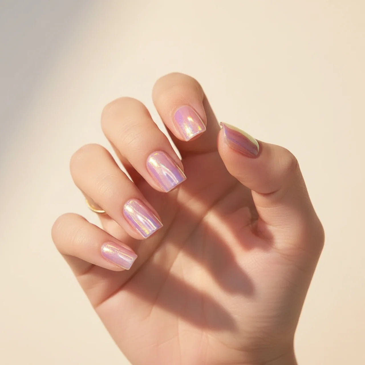 Nude Chroma - faux ongles chromatique rose carré court en gel souple | Glow Nails