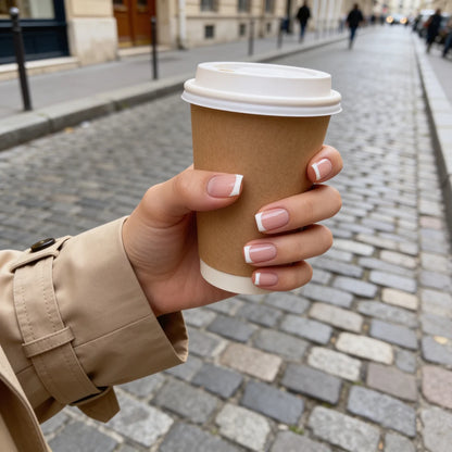 Ceo faux ongles french carré portés sur main - gel souple réutilisable