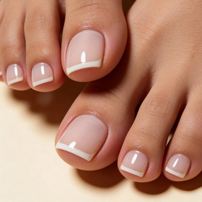 Angel Pieds faux ongles pieds portés - blanc gel souple réutilisable