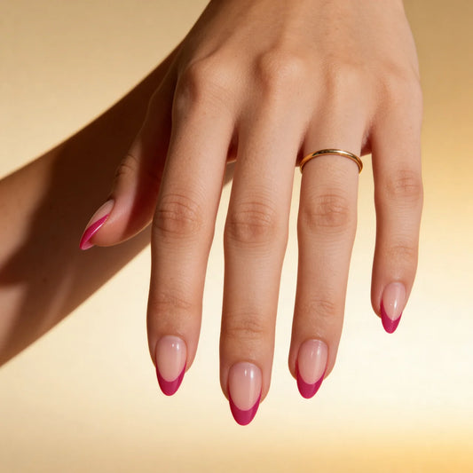 Monaco - faux ongles french rose amande long en gel souple | Glow Nails