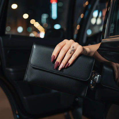 Red Velvet press on nails amande long - vue de profil