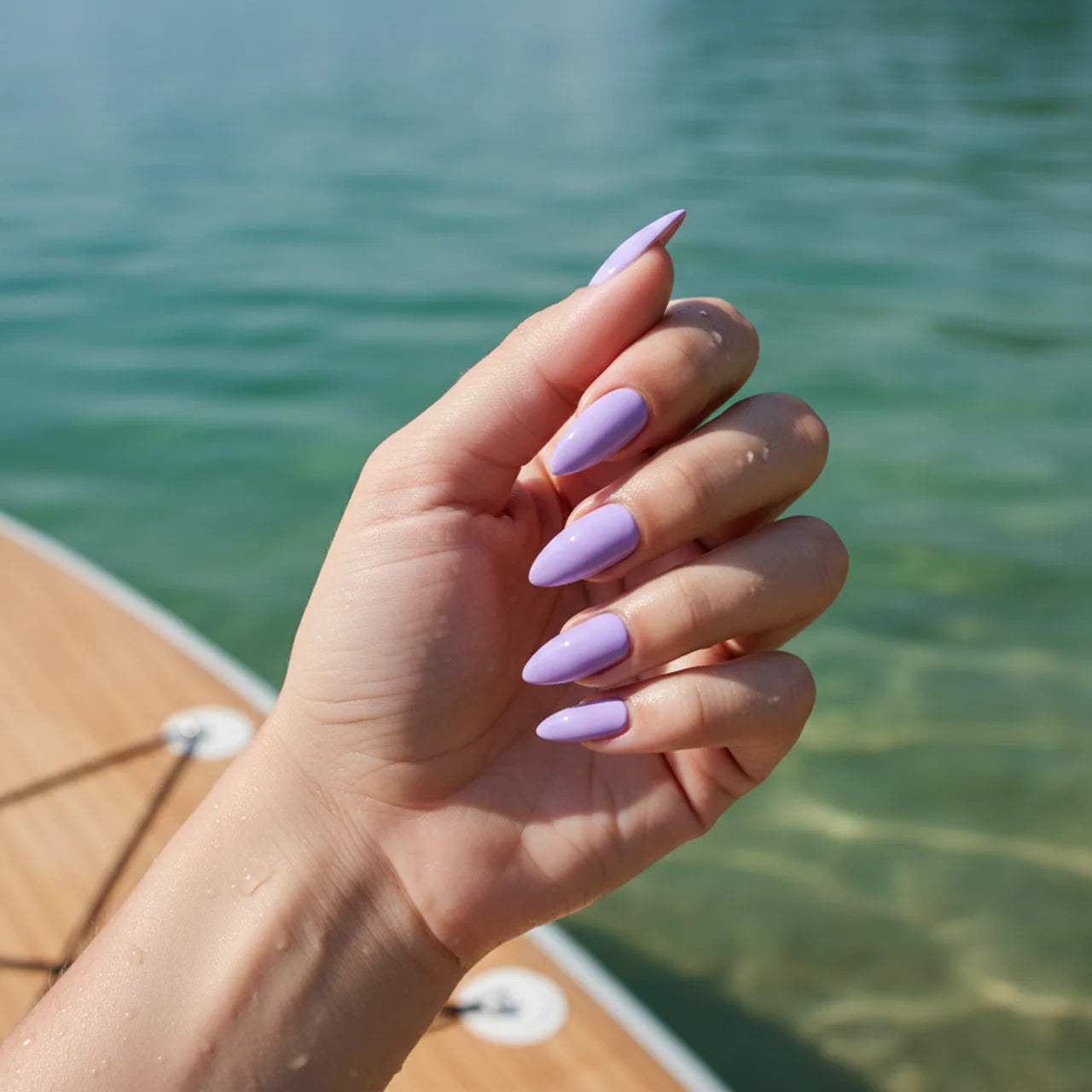 Mellow press on nails amande long - vue de profil