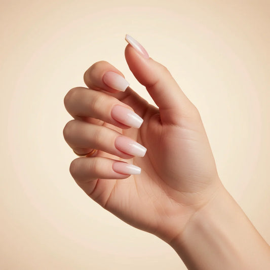 Casual - faux ongles french blanc et rose ballerine long en gel souple | Glow Nails