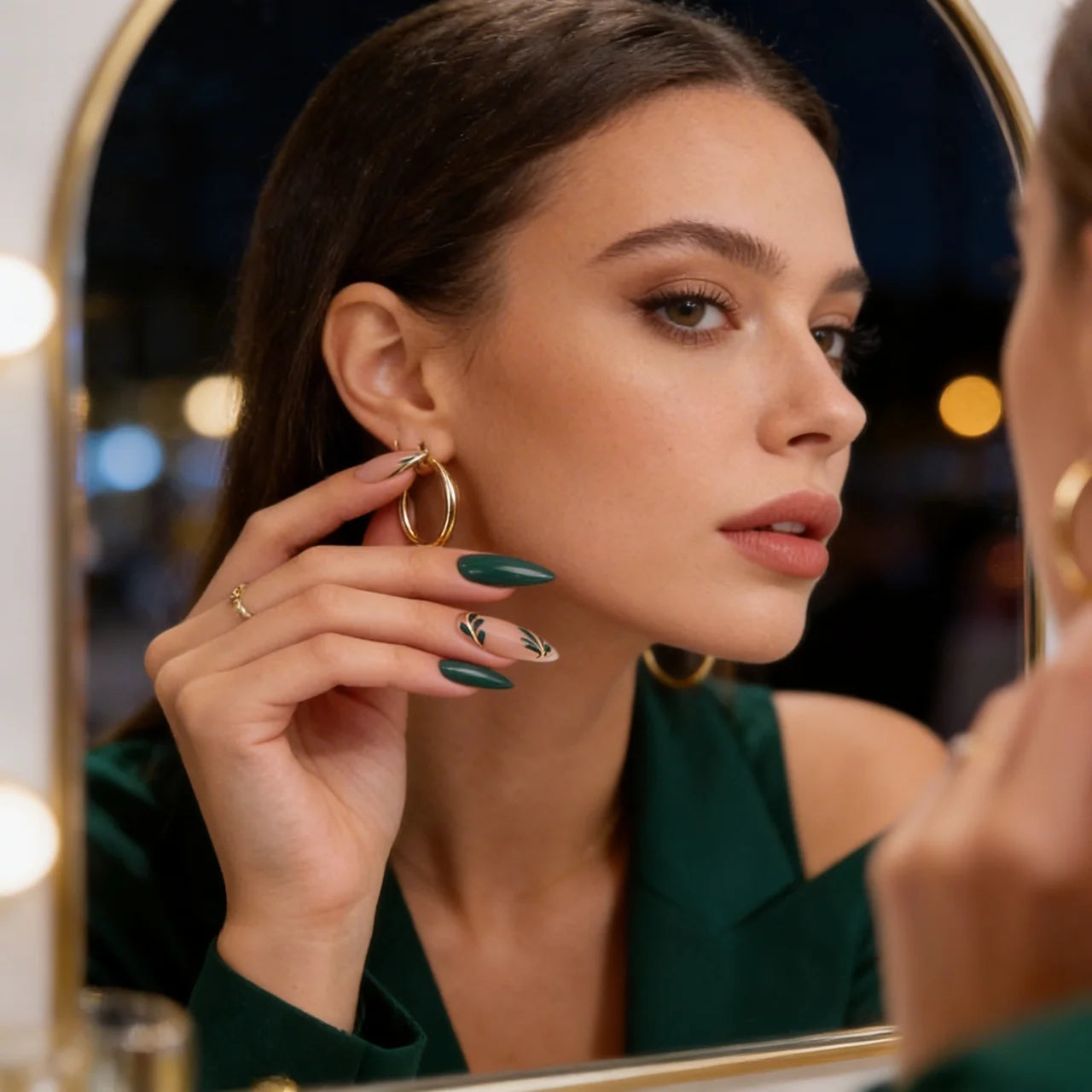 Jade press on nails amande long - vue de profil