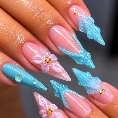 Océan main - Faux ongles Stiletto très long